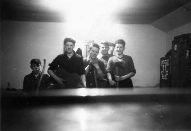 Hostel lads in the forestry hostel, Strathyre