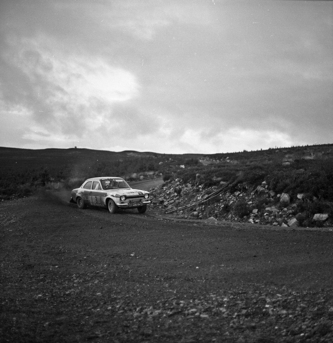 Car Rallying on Forest Road 