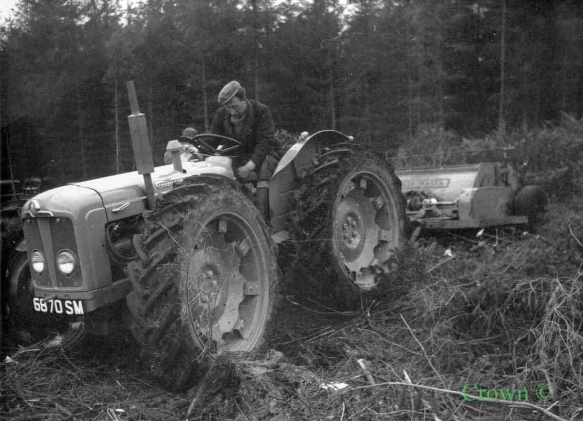 Ford Tractor and Brash Chopper at Ae Forest