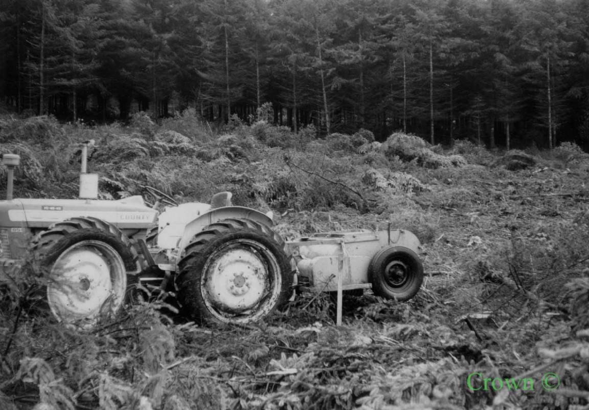 Ford Tractor and Brash Chopper at Redesdale Forest