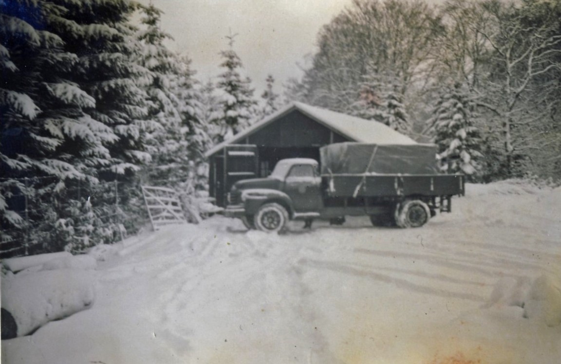 Heavy snow fall Glengarry Forest &mdash; 1955