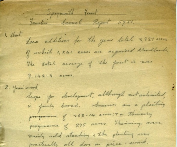 Annual report Speymouth Forest 1951