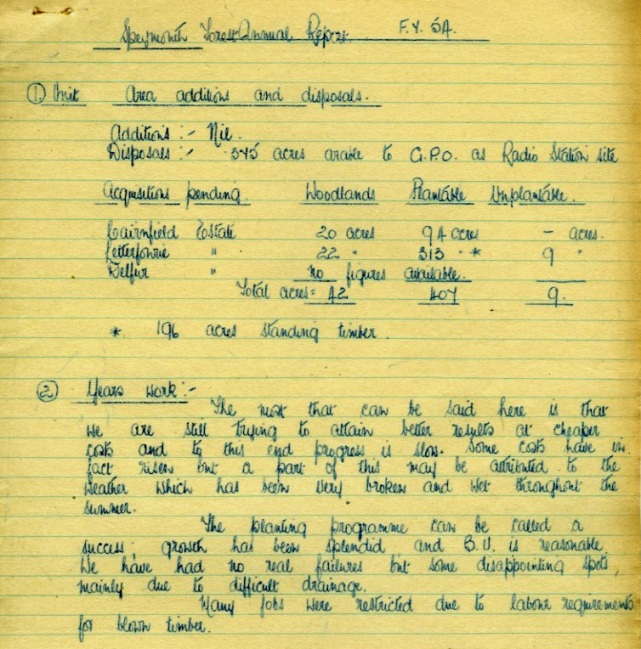 Annual report Speymouth Forest 1954