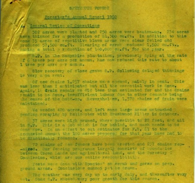 Annual report Speymouth Forest 1960