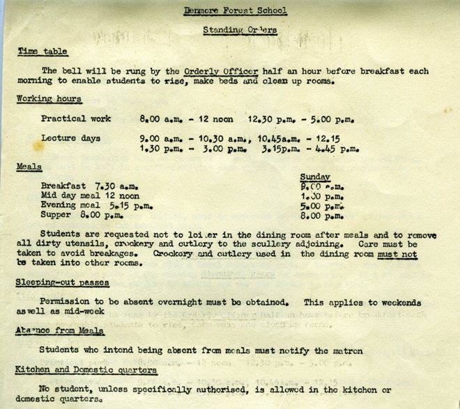 Benmore Forestry School - Rules and Duties