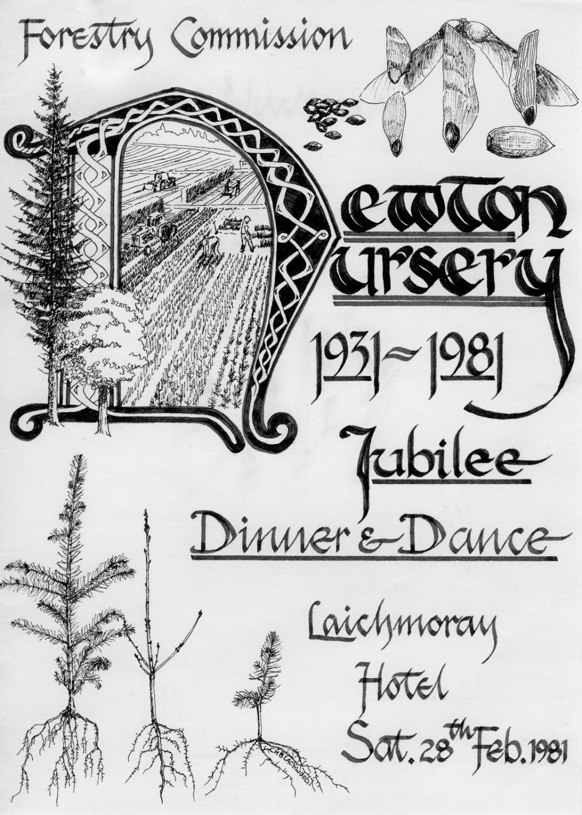 Hand drawn invitation card Newton Nursery