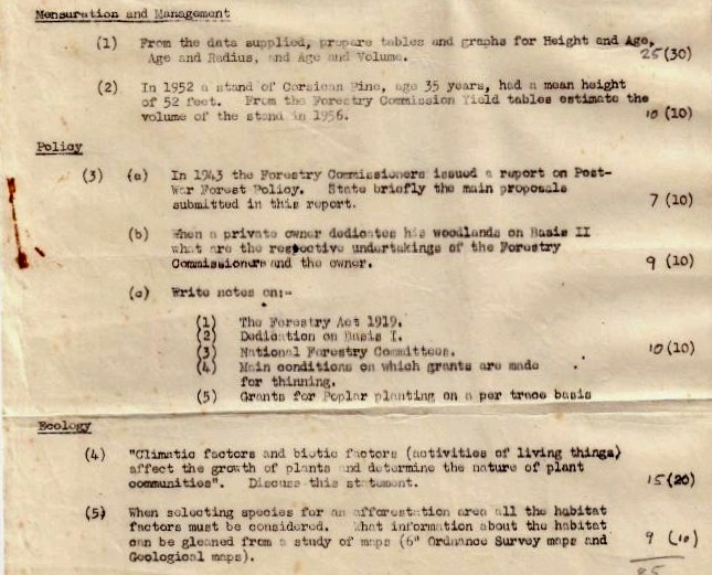 Term Exam paper -Benmore Forestry School