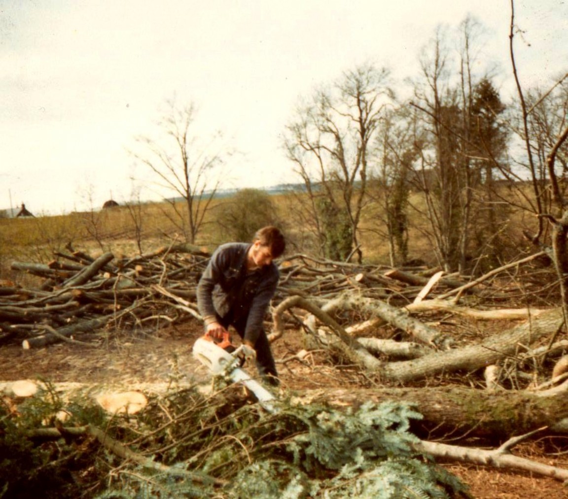 David Wood snedding trees on Idvies Estate