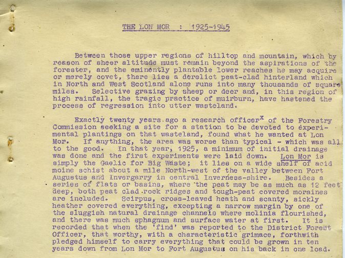 Lon Mor Forestry Experiments 1945