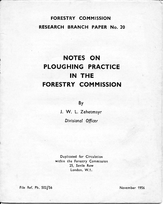 Forestry Ploughing Practice Advice 1956