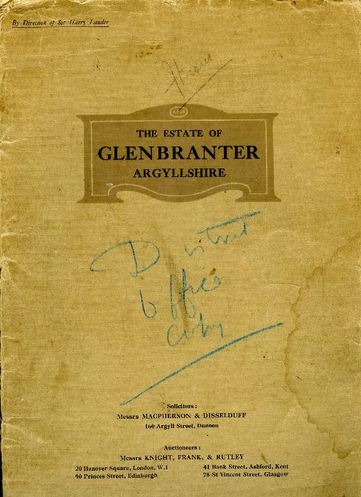 Glenbranter Estate Sale Details 1921