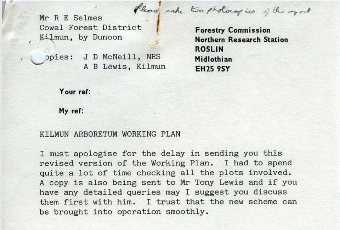 Kilmun Arboretum Working Plan 1986
