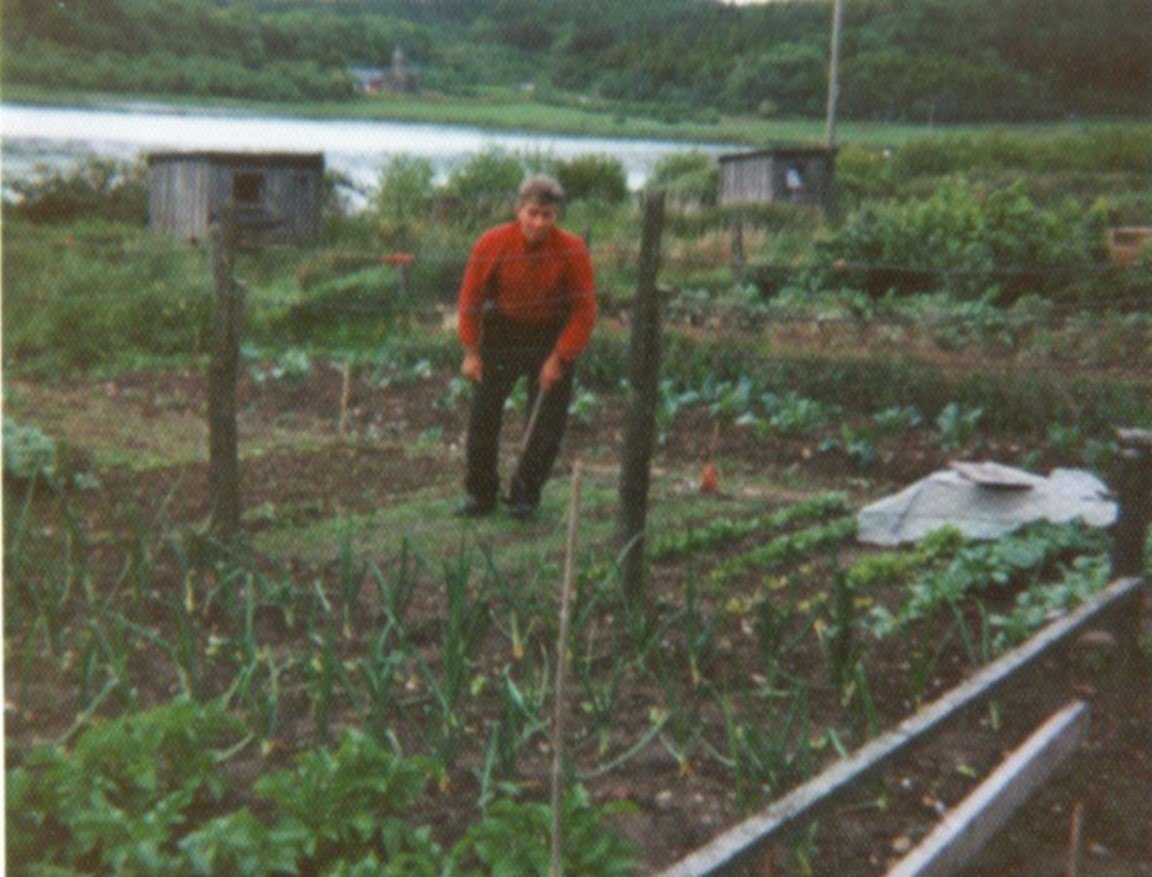 Archie McDonald in garden of No 18 Achnamara