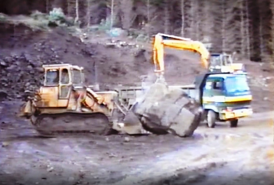 Road work in Forestry Commission forests on Island of Mull
