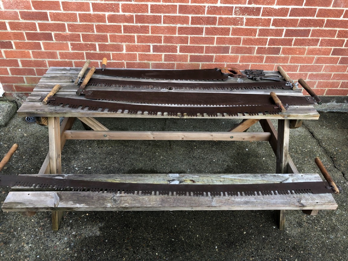Selection of hand cross cut and felling saws