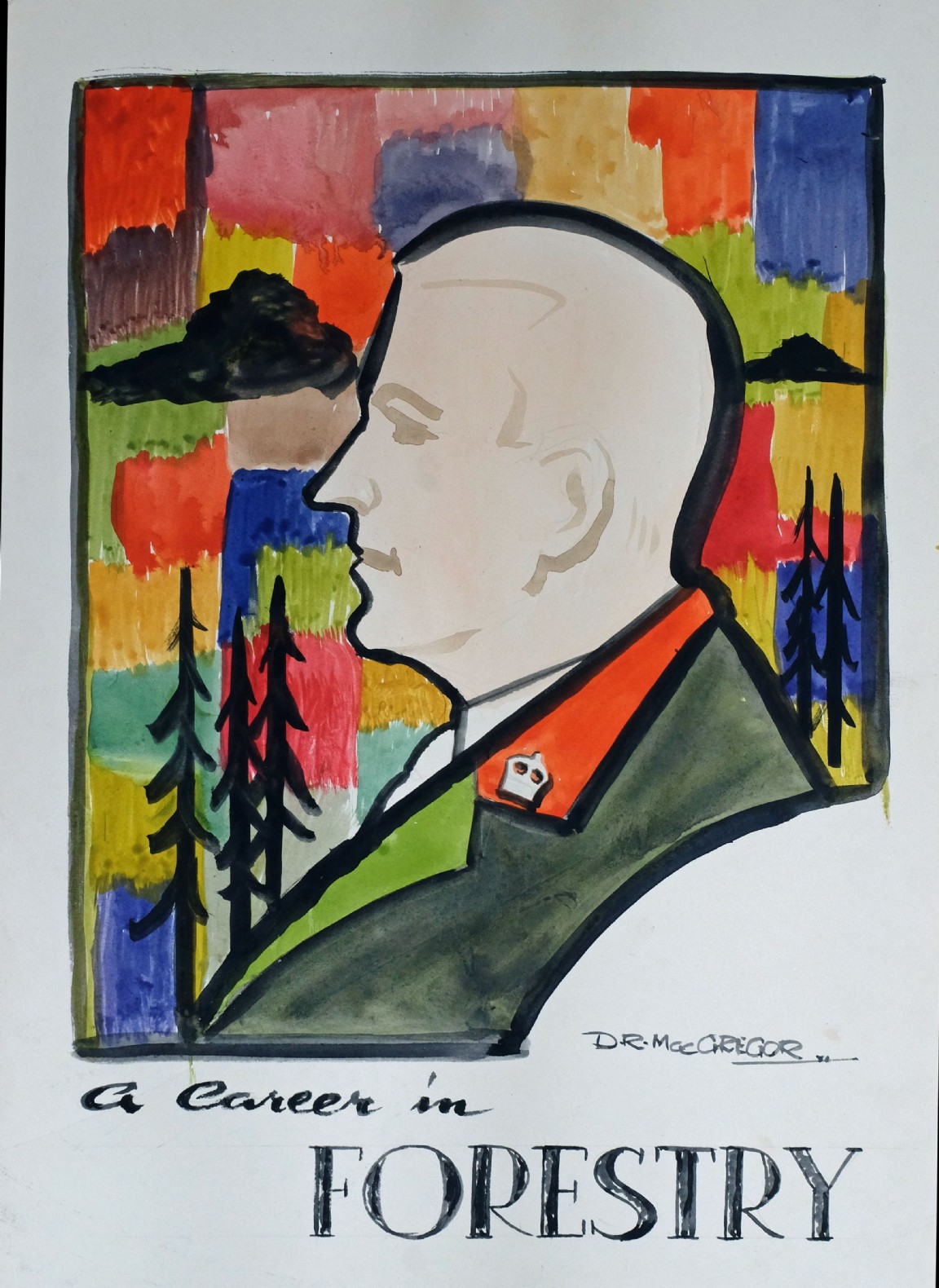 Career in Forestry promotion material � Sketch portrait by D R MacGregor