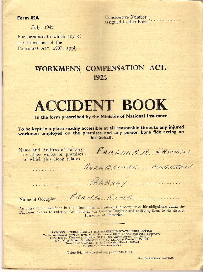 Workplace Accident Log Book