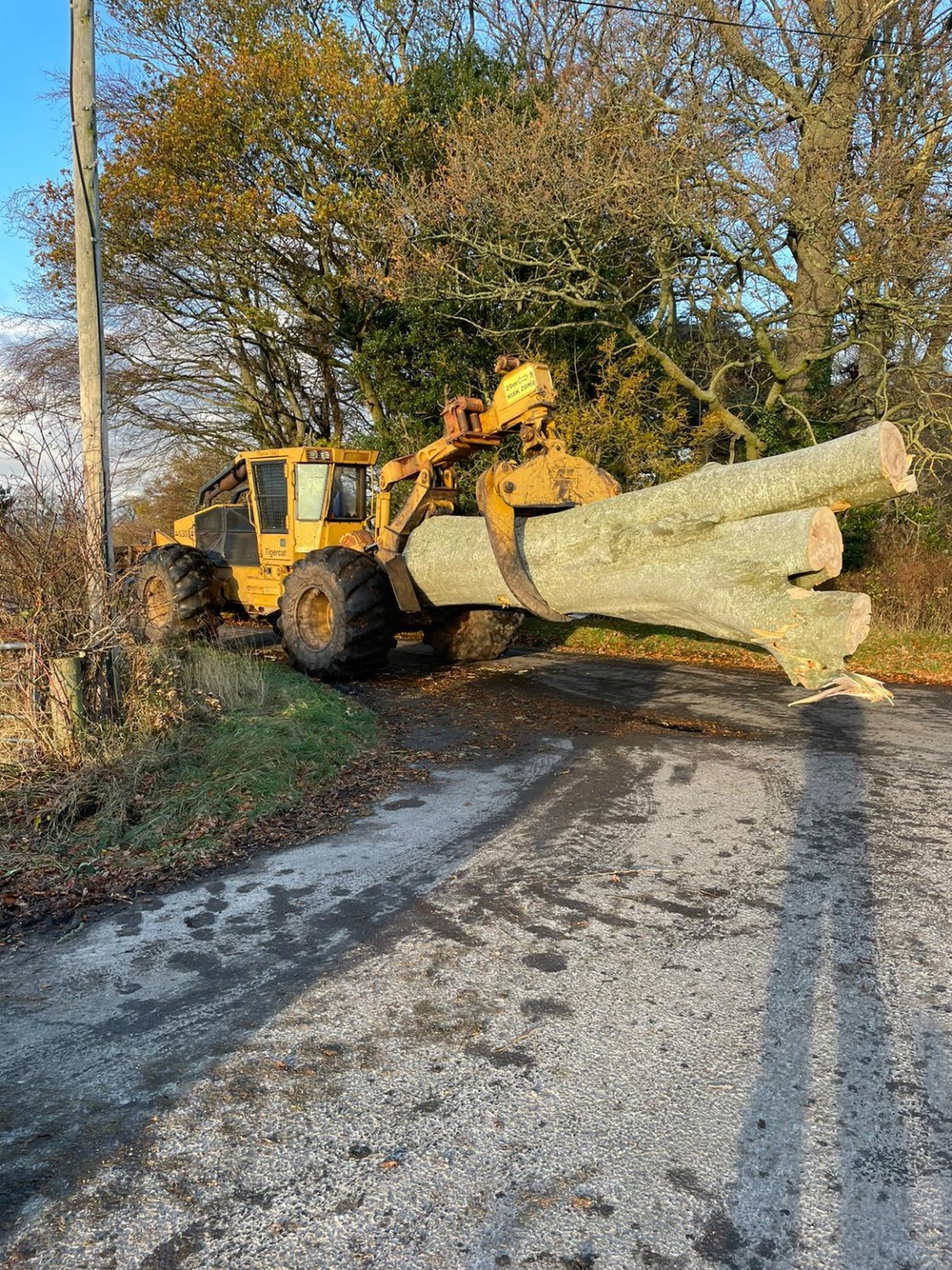Tigercat 630B in windblow action in Aberdeenshire and Moray