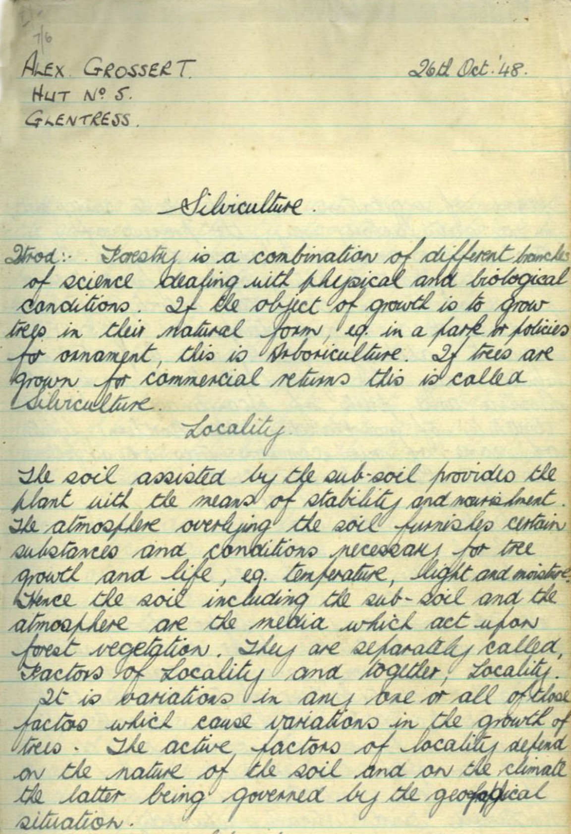 Student Notes on Silviculture � hand written by Alex Grossert