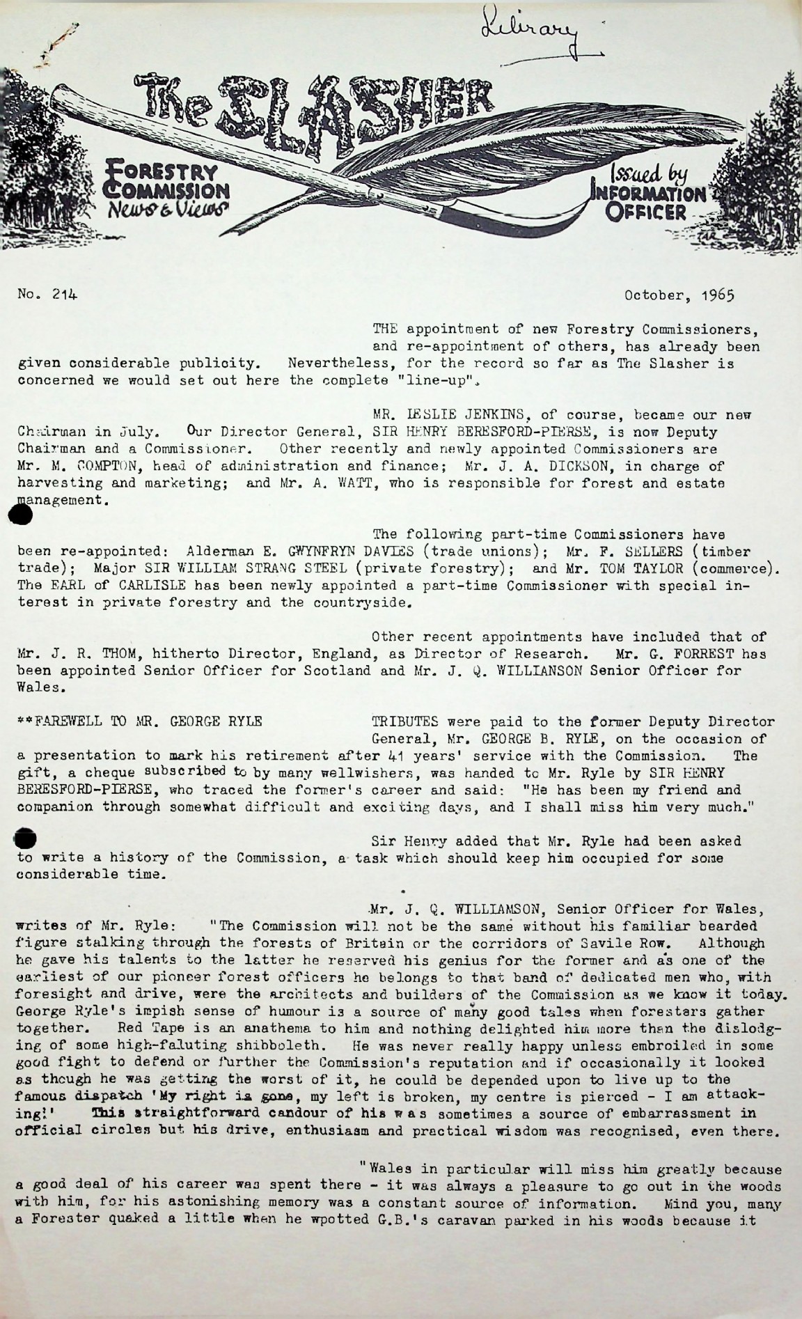 Slasher Magazine Summary: Publication No. 214 - October 1965 