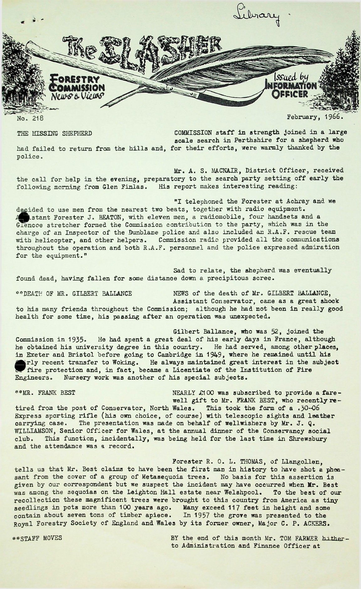Slasher Magazine Summary: Publication No. 218 - February 1966 