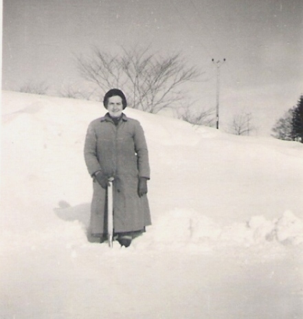 Isobel MacLeman in snow at  Ardross