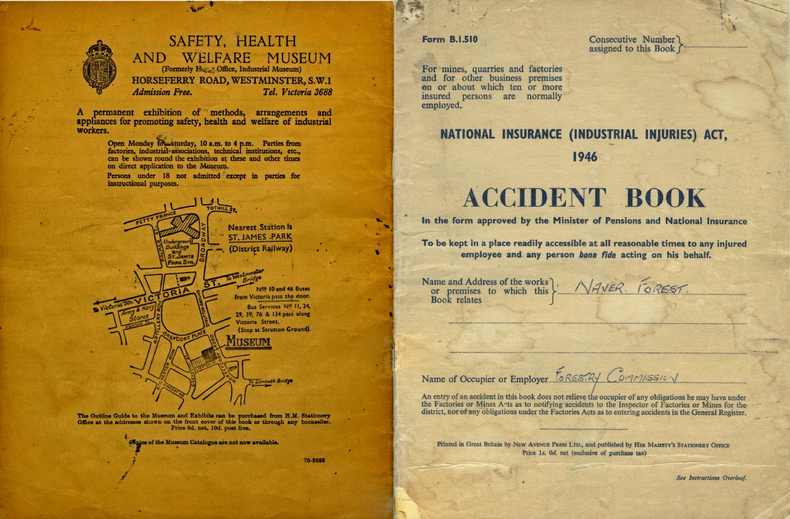 Regulation Accident Book � Naver Forest entries  1958-1988