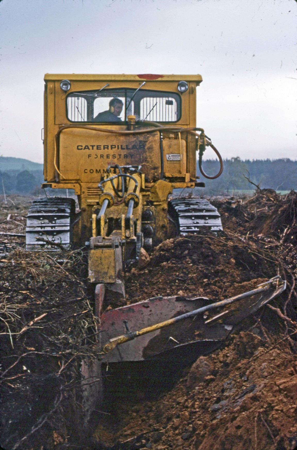 Caterpillar D7 Ploughing Ditch Wood in the Black Isle