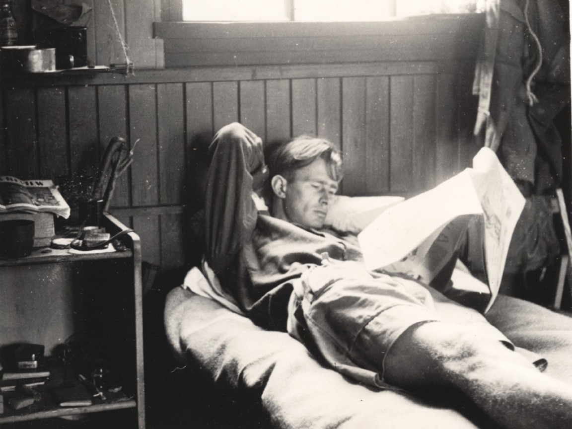 Wilfred Lawson in Glenbranter Camp accommodation