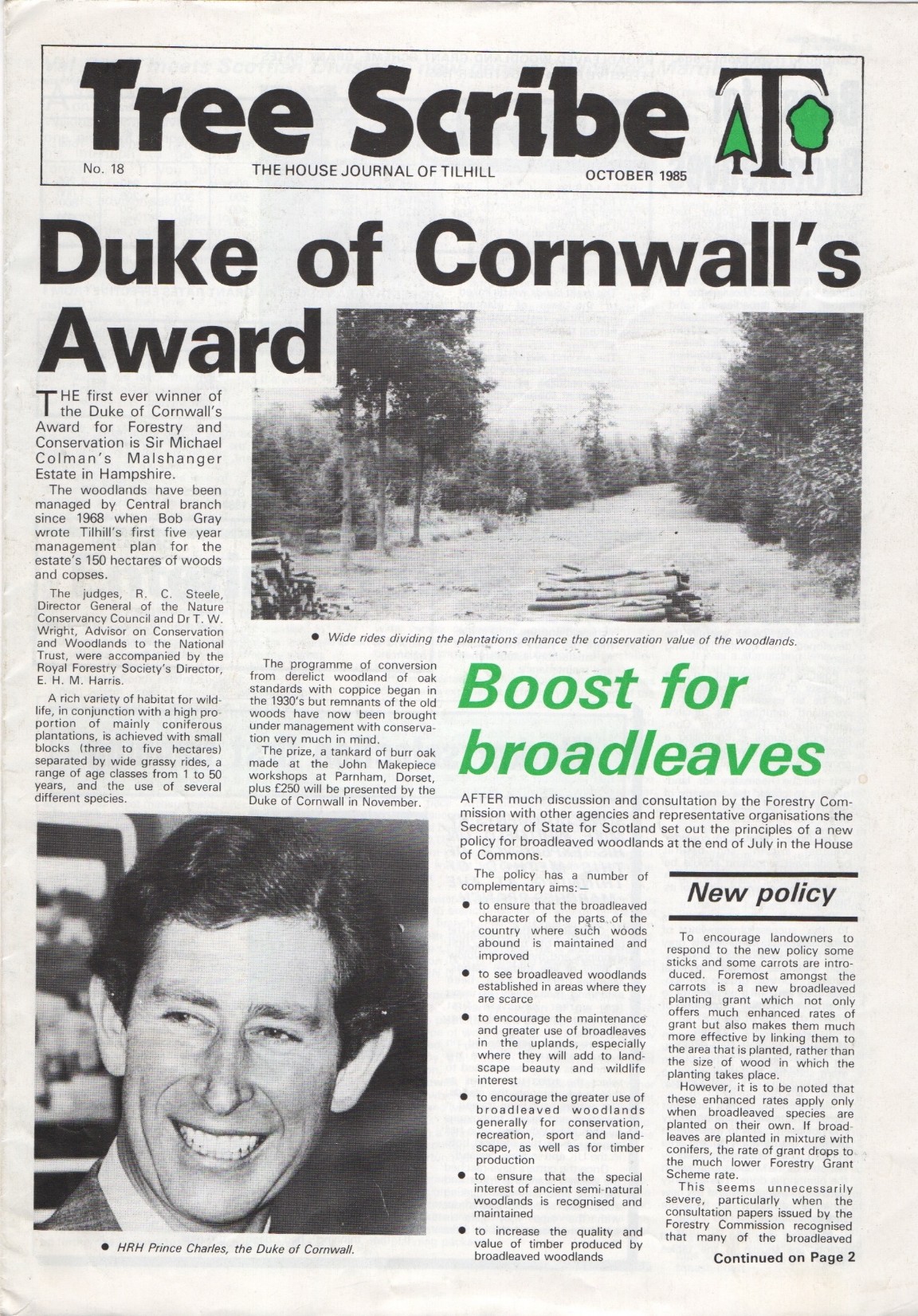 TREE SCRIBE - JOURNAL OF TILHILL FORESTRY - Tree Scribe � No 18  Oct 1985