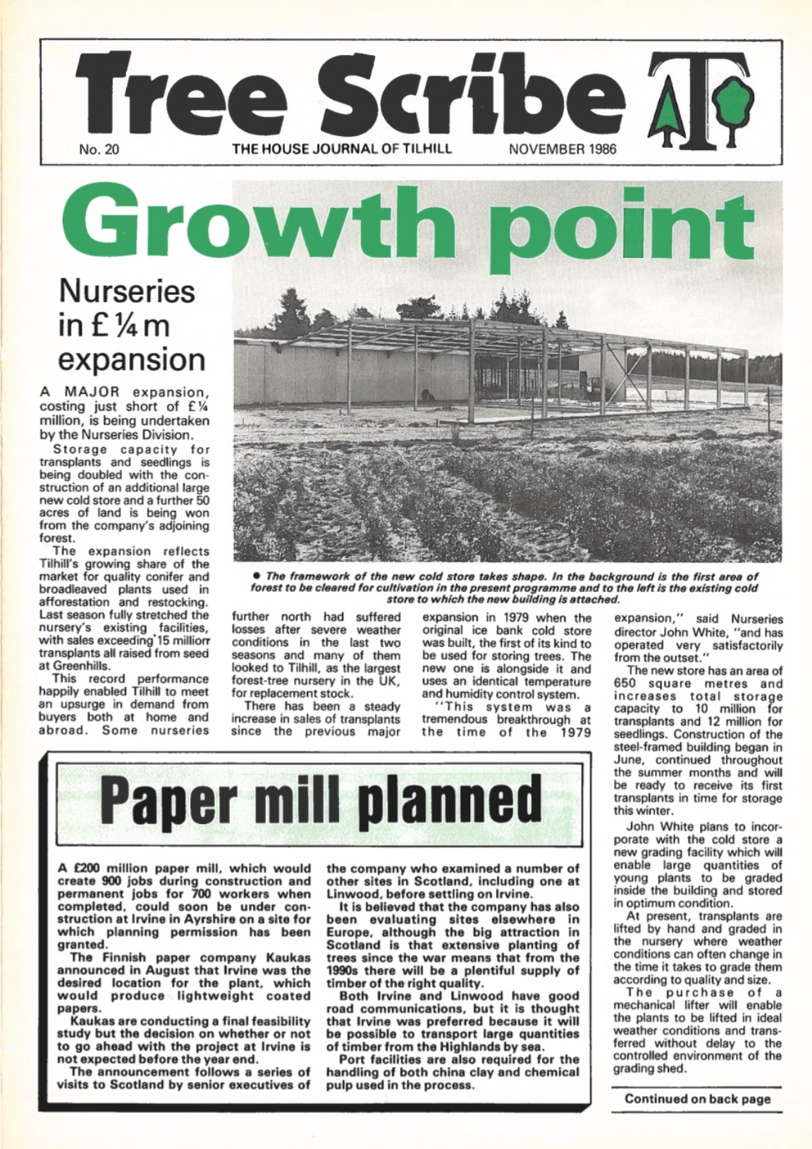 TREE SCRIBE - JOURNAL OF TILHILL FORESTRY - Tree Scribe � No 20  Nov 1986