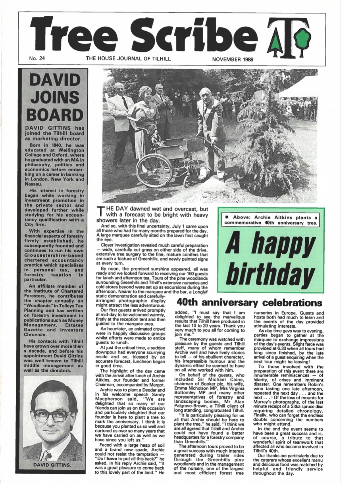 TREE SCRIBE - JOURNAL OF TILHILL FORESTRY - Tree Scribe � No 24 November 1988