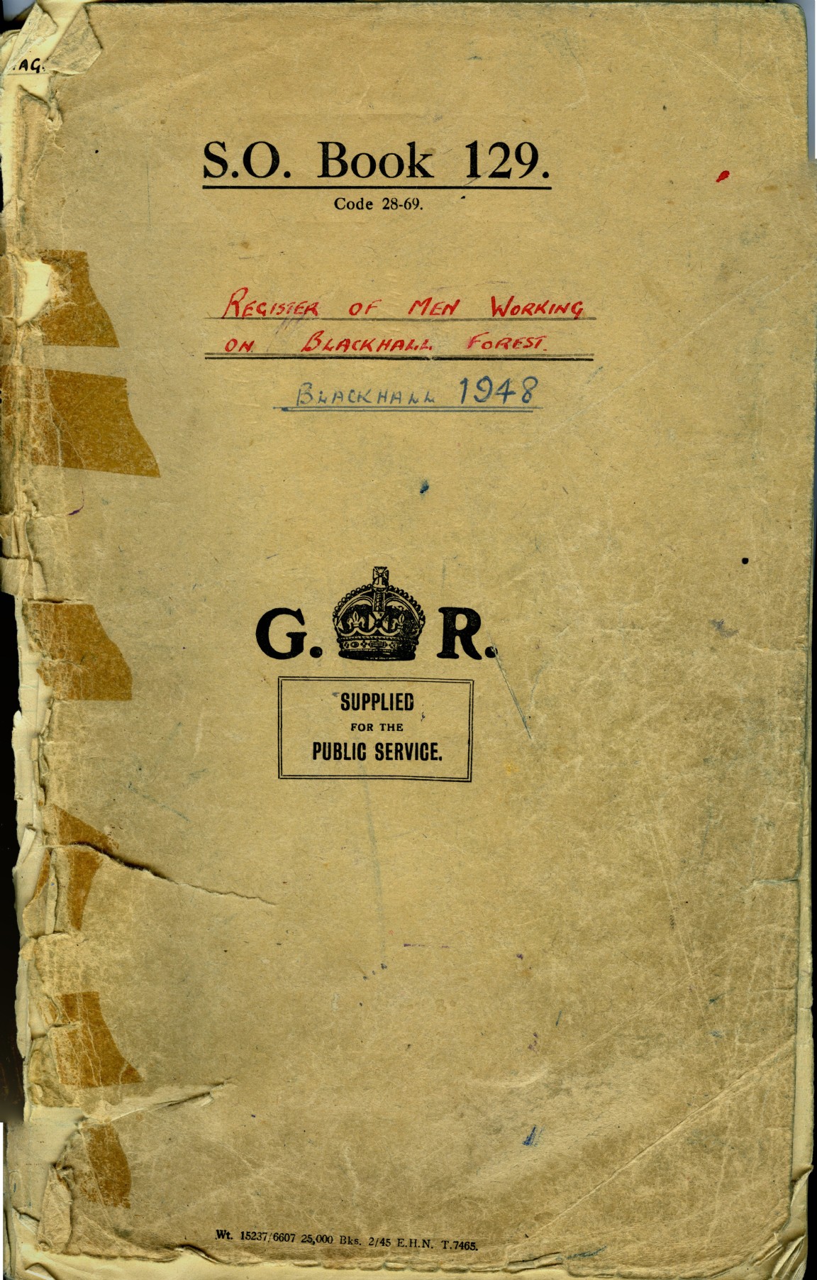 Register of Forest Workers at Blackhall Forest, Banchory
