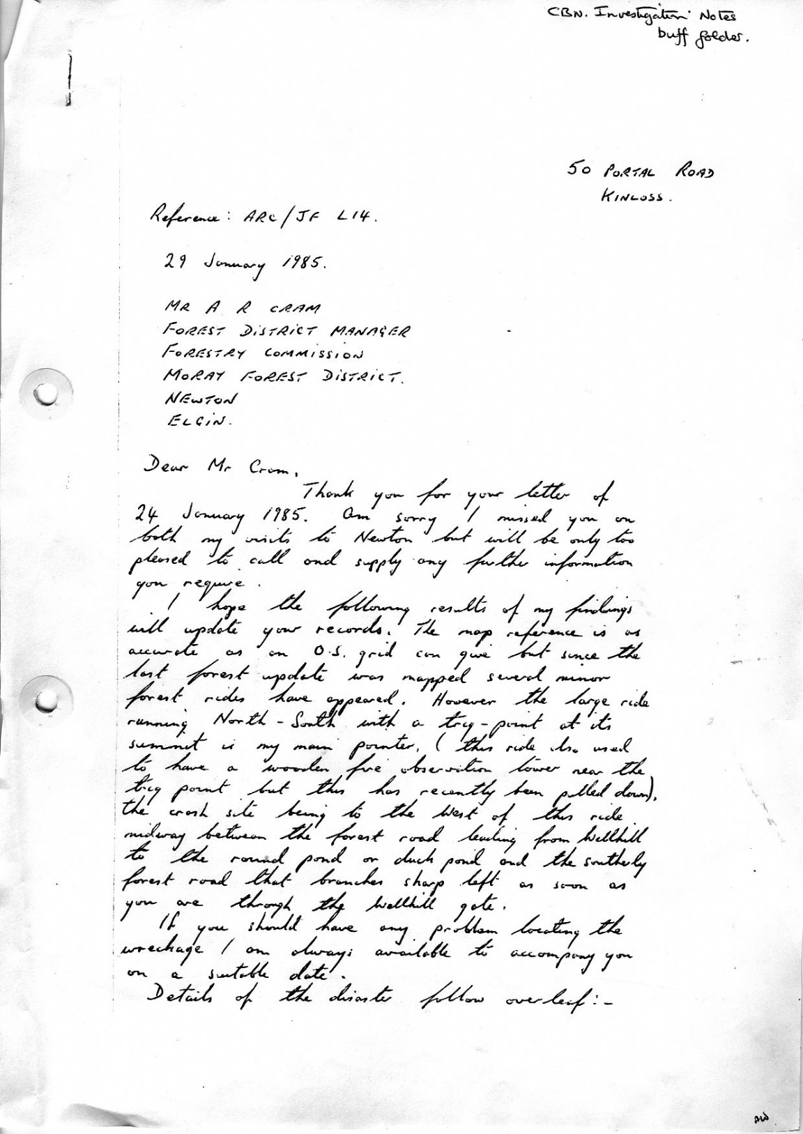 Investigation of Military Aircraft crash in 1945 into Culbin Forest