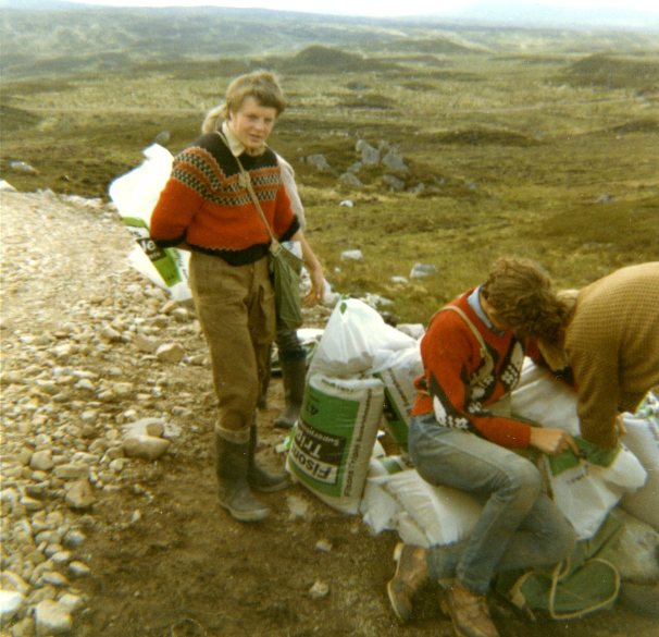 Hand Fertilising at Barracks, Rannoch Forest c1965